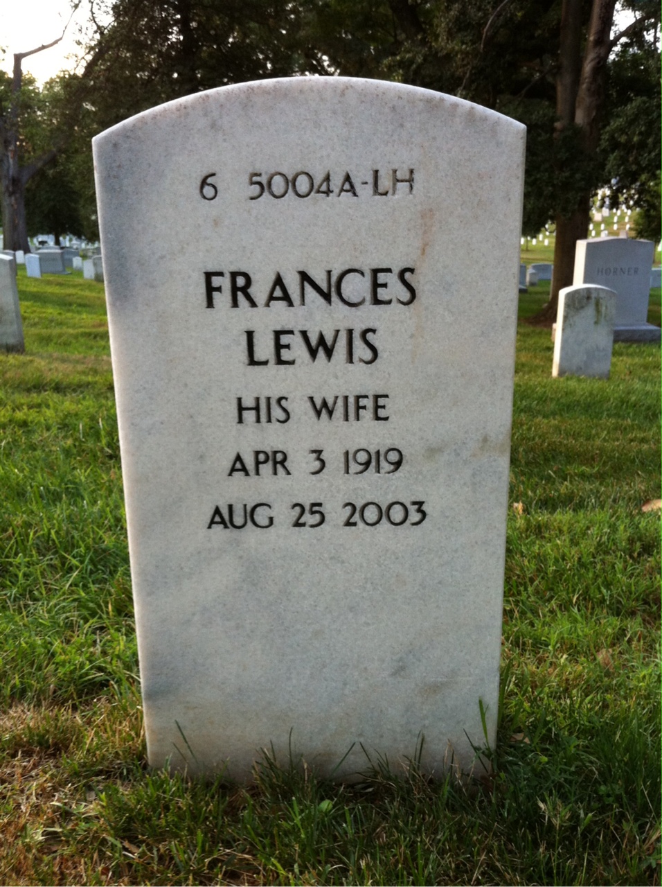 Back of headstone — Frank Stone