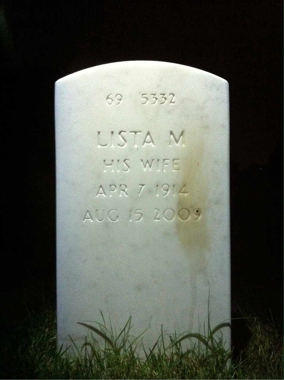 Back of headstone — Clinton Smith