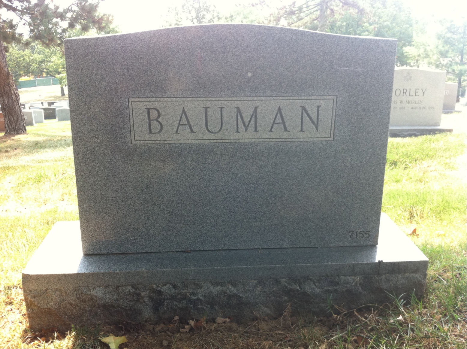 Back of headstone — Charles Bauman