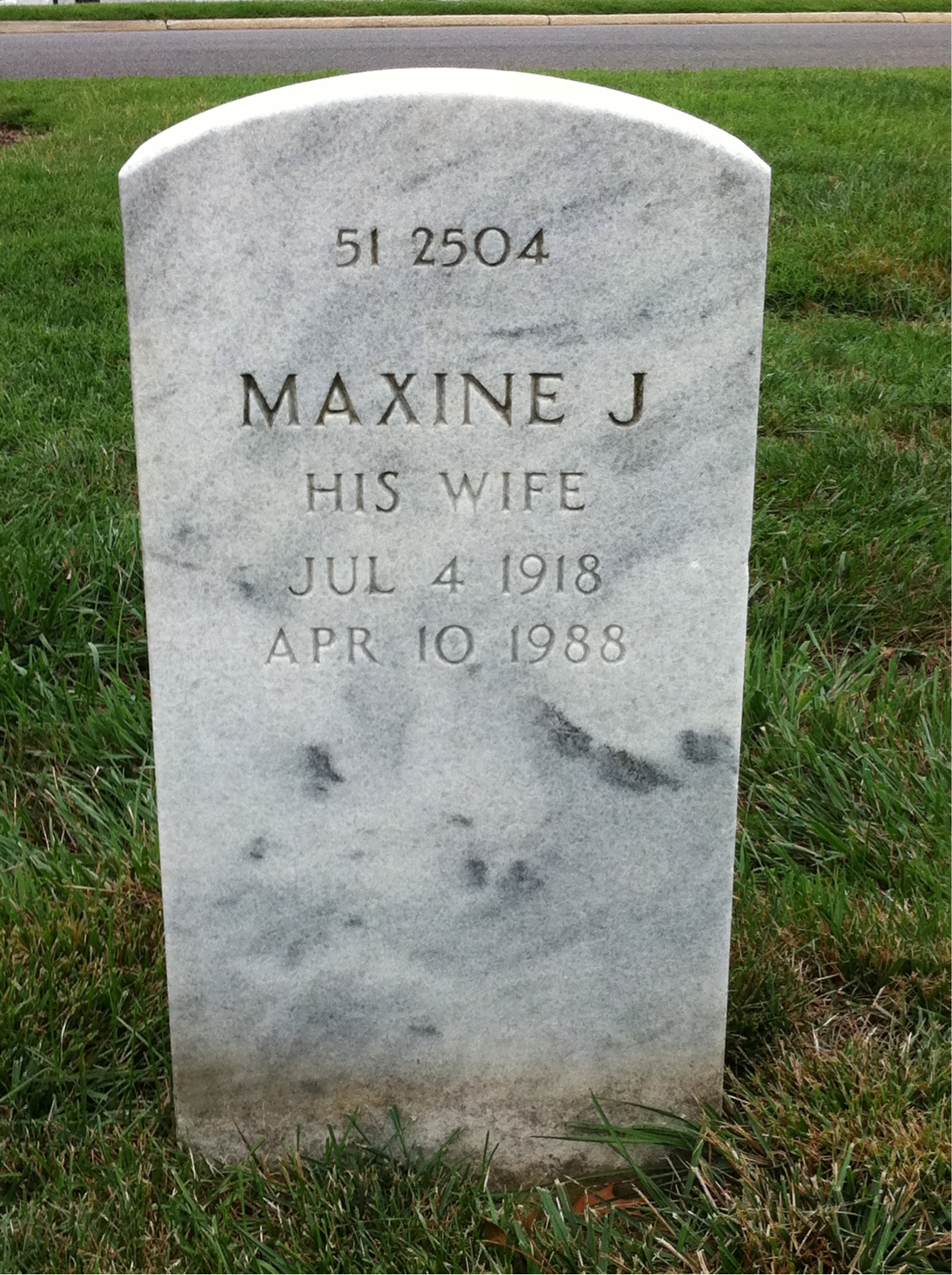 Back of headstone — William L Martin