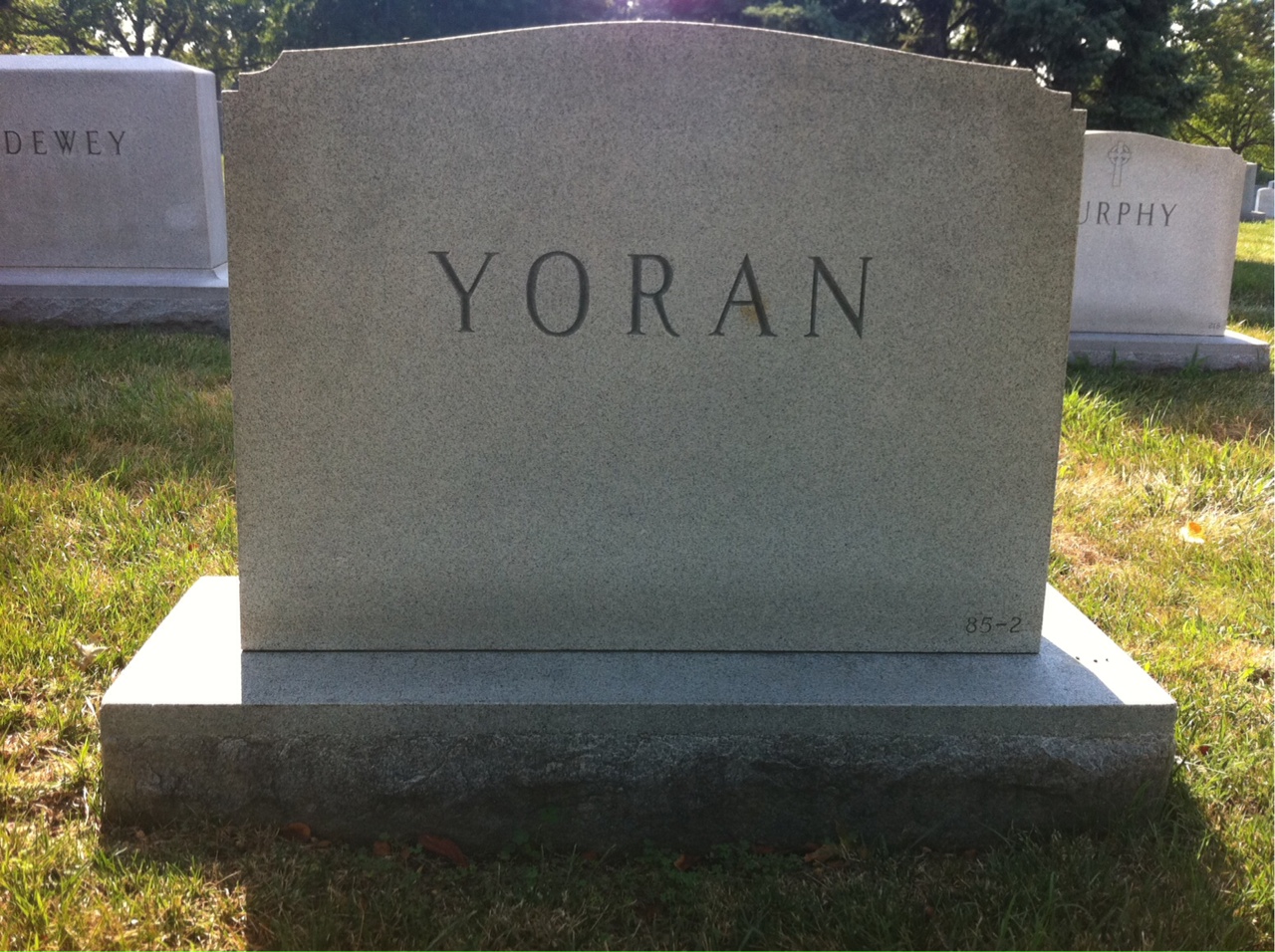 Back of headstone — George Yoran