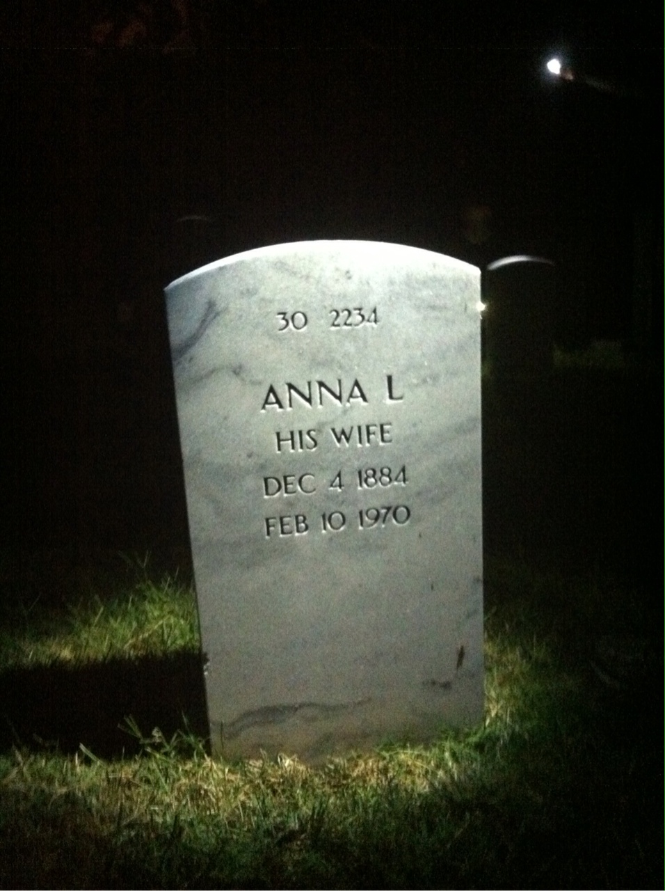Back of headstone — Anna Blair