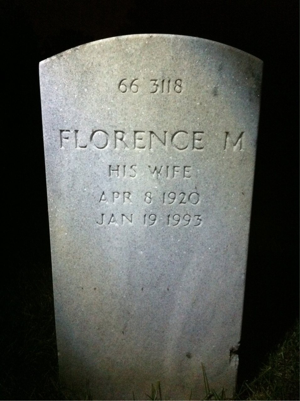 Back of headstone — Richard Joseph Kingston