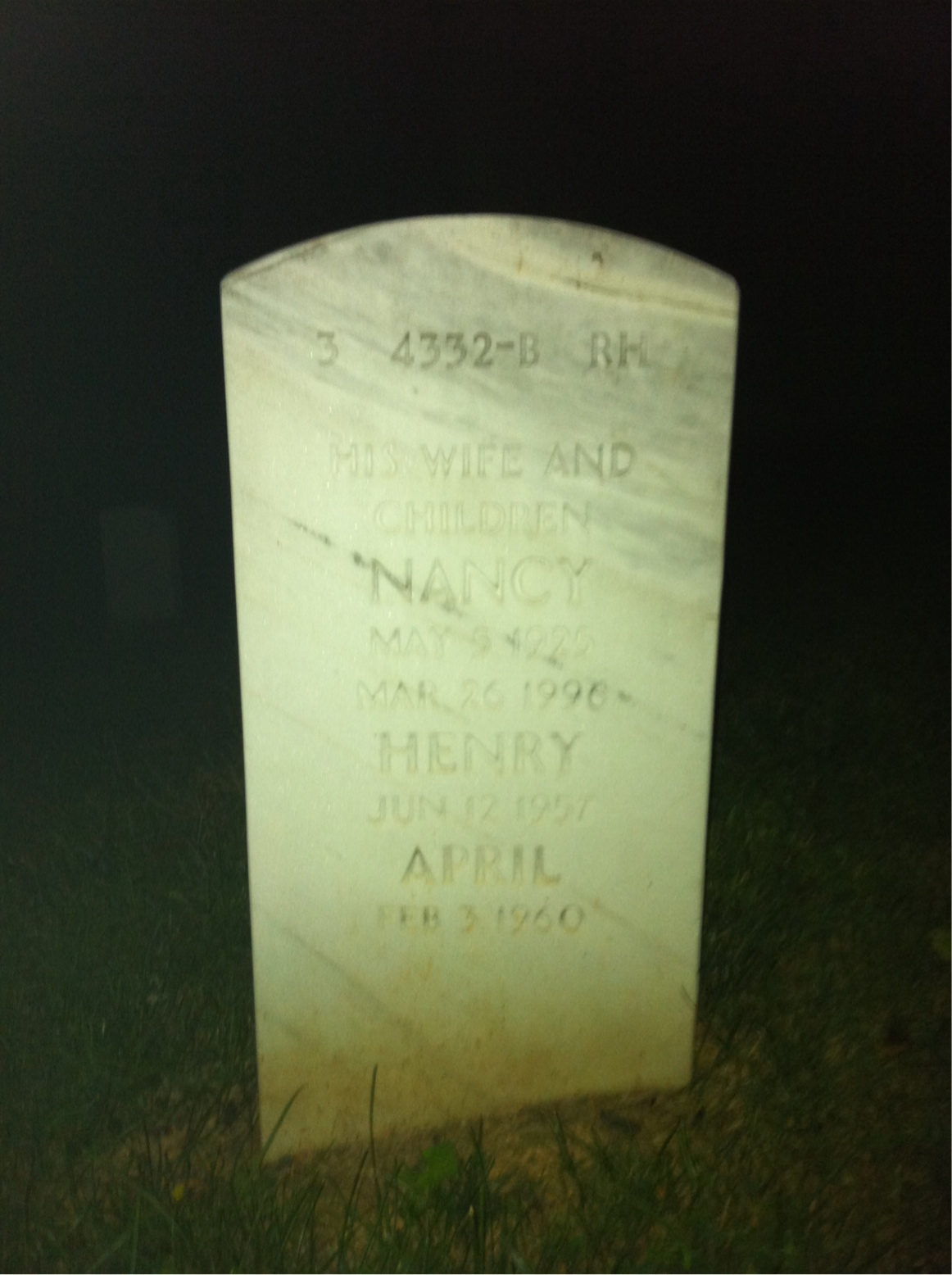 Back of headstone — Nancy Morgan