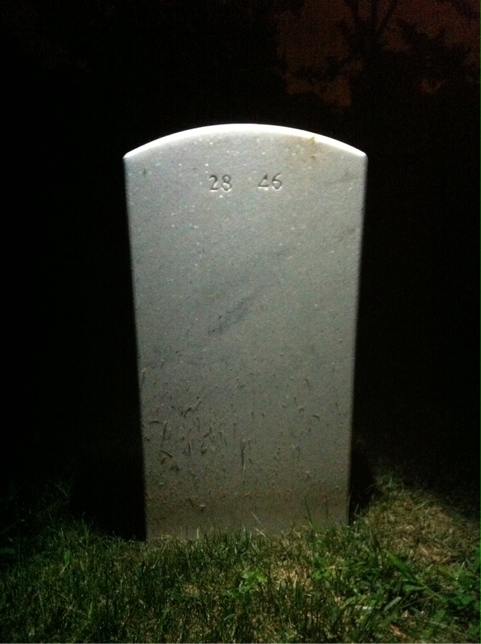 Back of headstone — John Andre