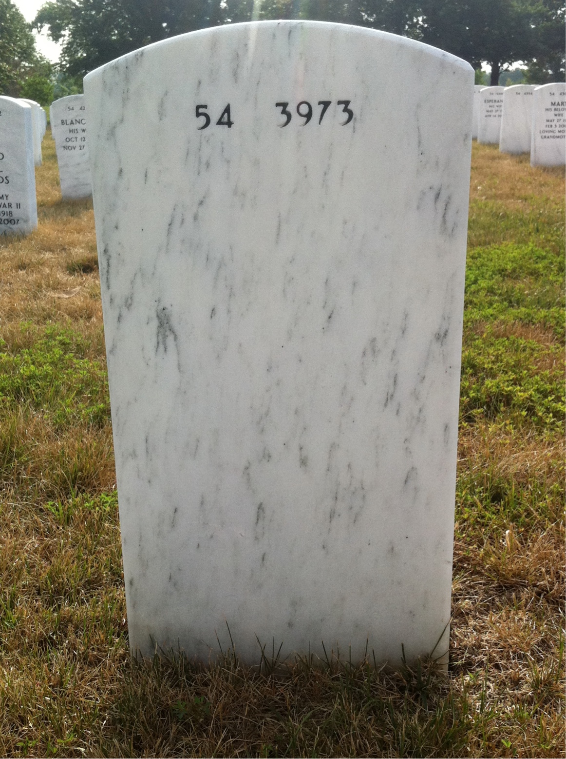 Back of headstone — James Hawley