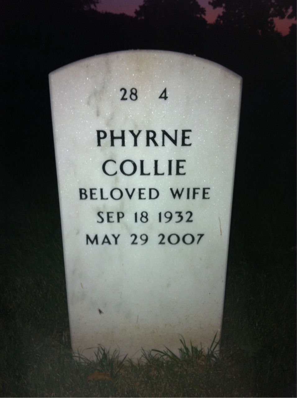 Back of headstone — Ronald Pitkin