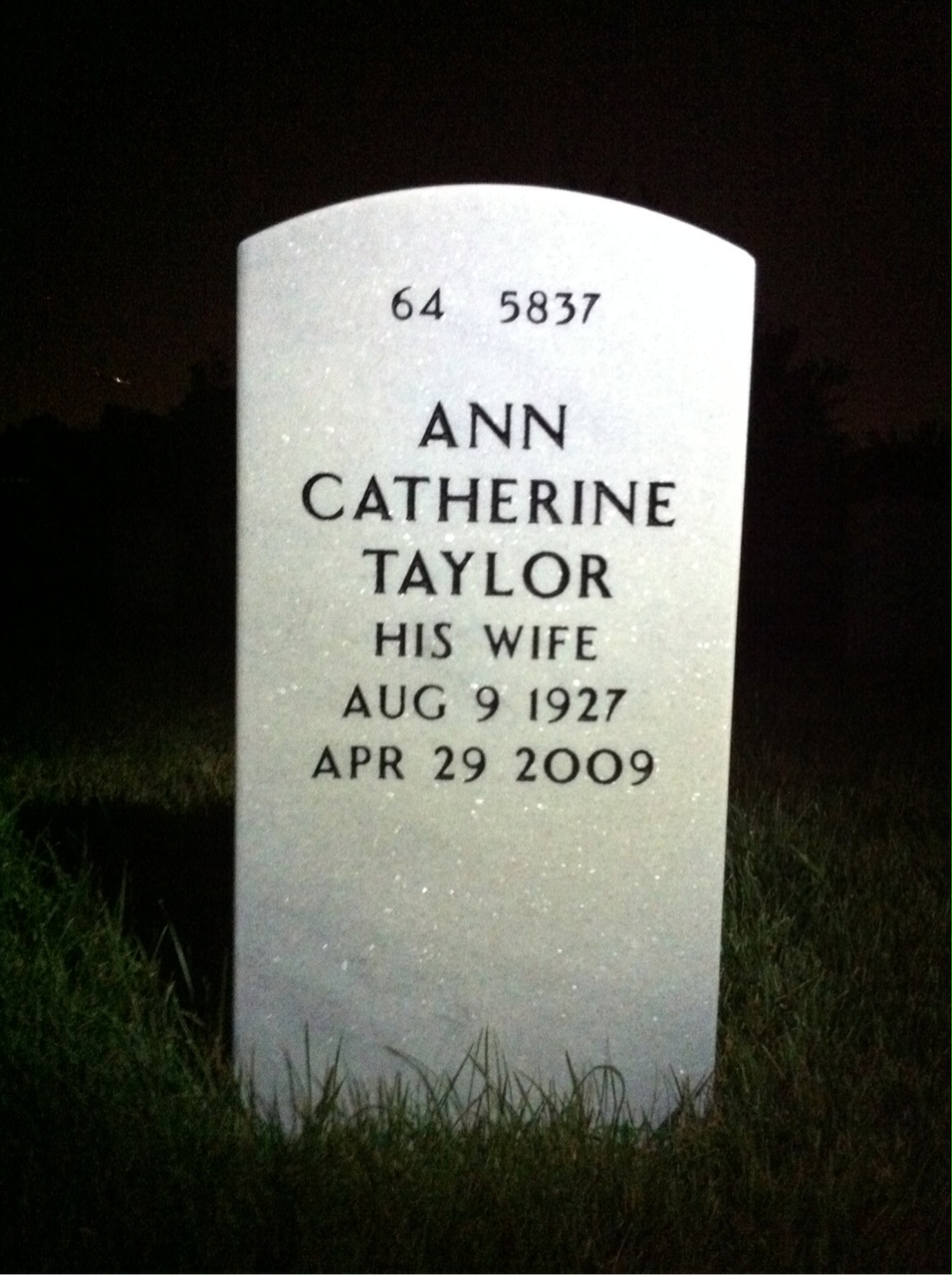 Back of headstone — Lester Wall