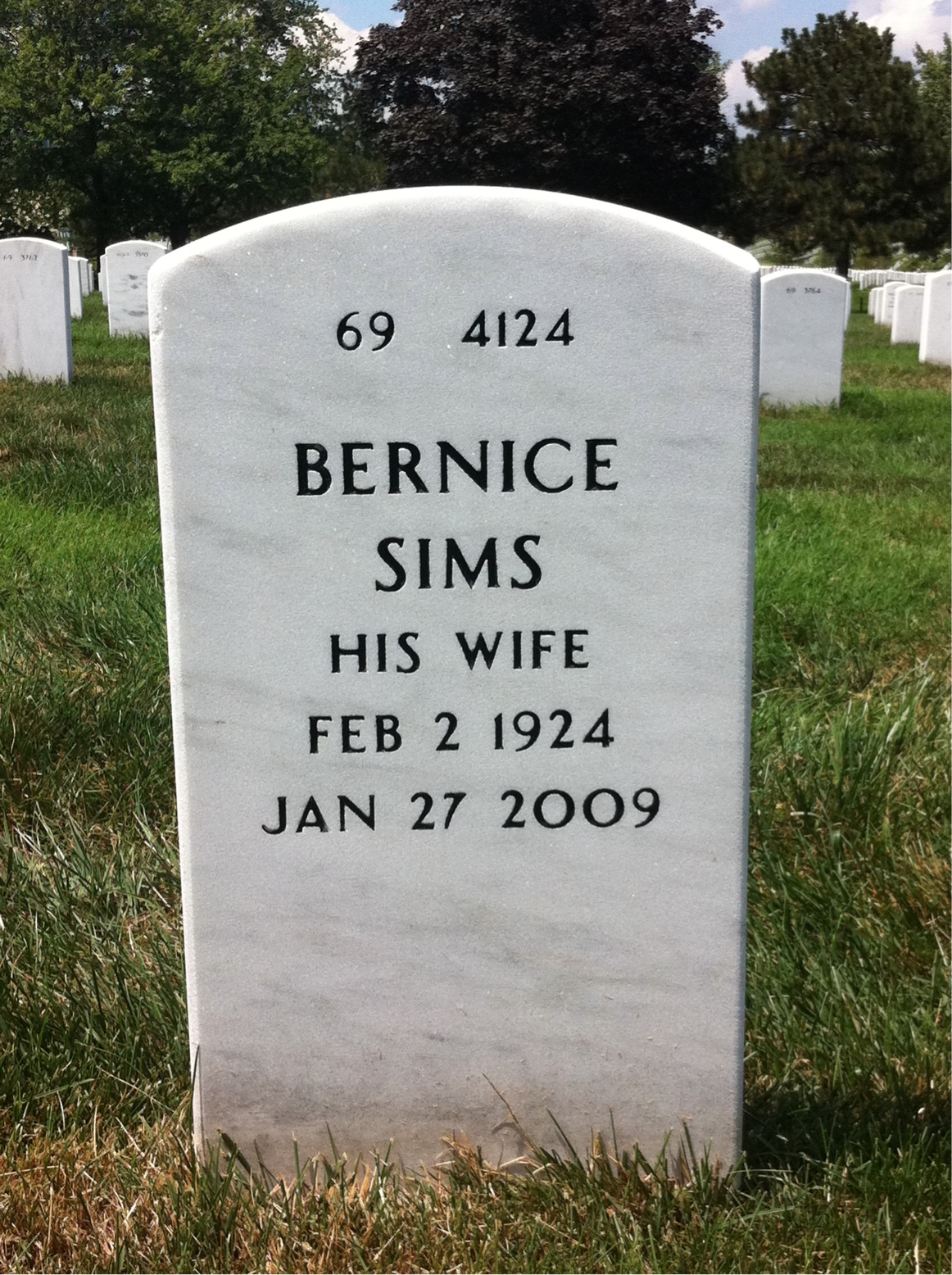 Back of headstone — Robert Huber