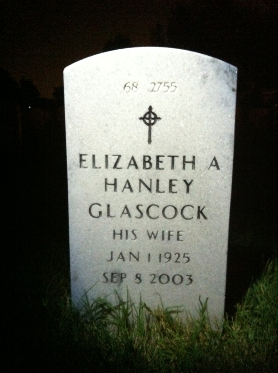 Back of headstone — Charles Glascock