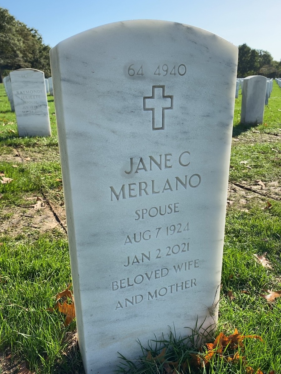 Back of headstone — Louis Merlano