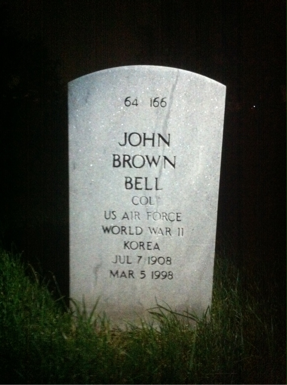 Back of headstone — John Bell