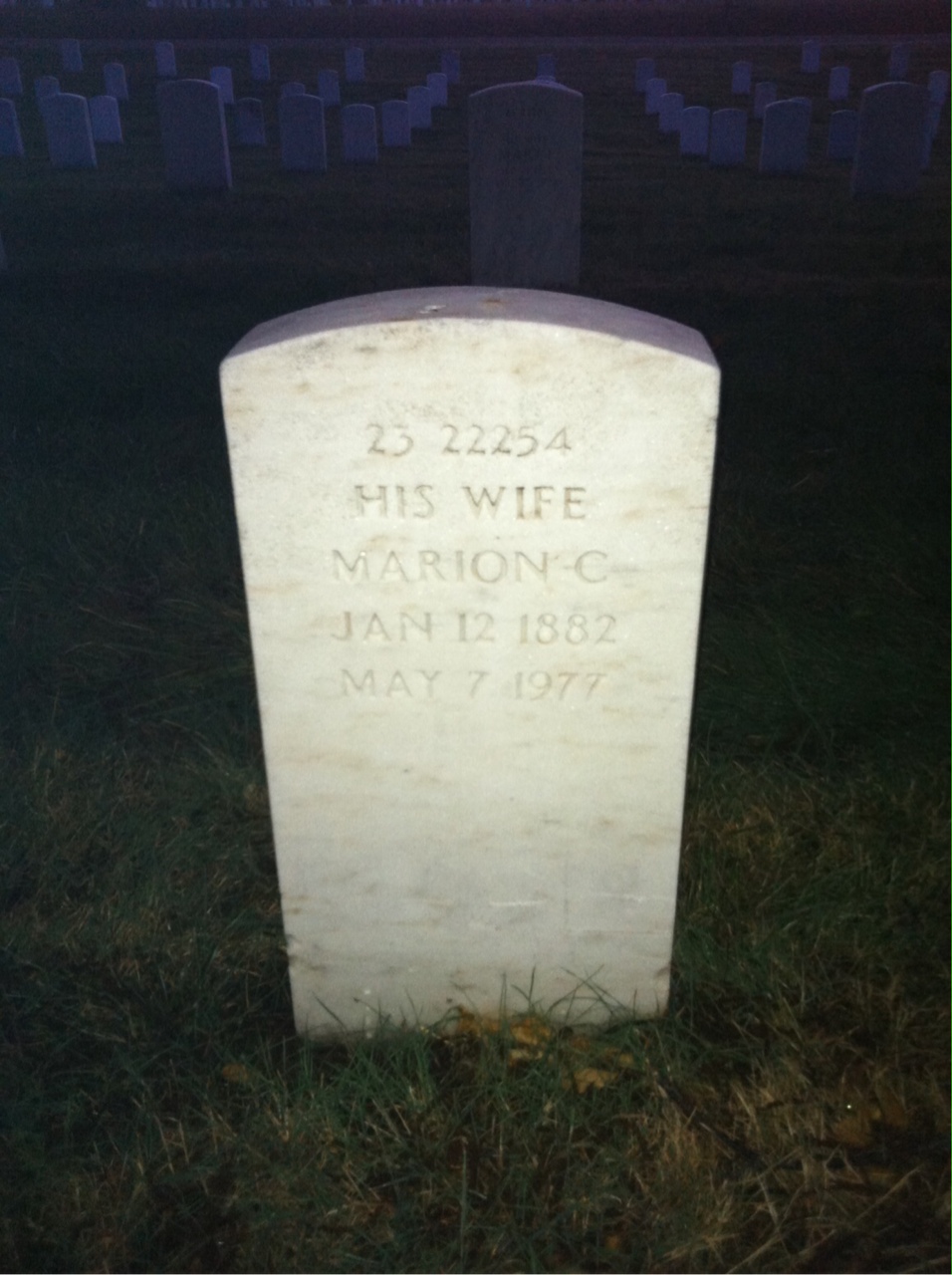 Back of headstone — Marion Mulligan
