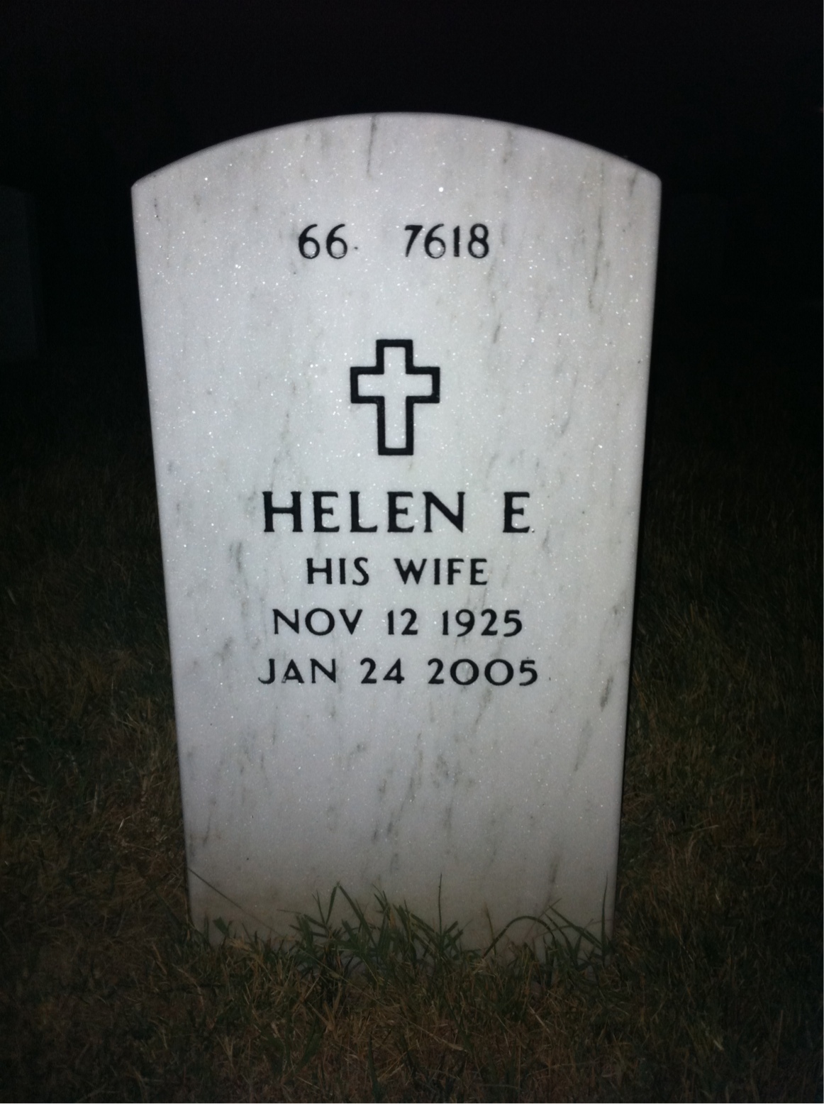 Back of headstone — Norbert Wayne