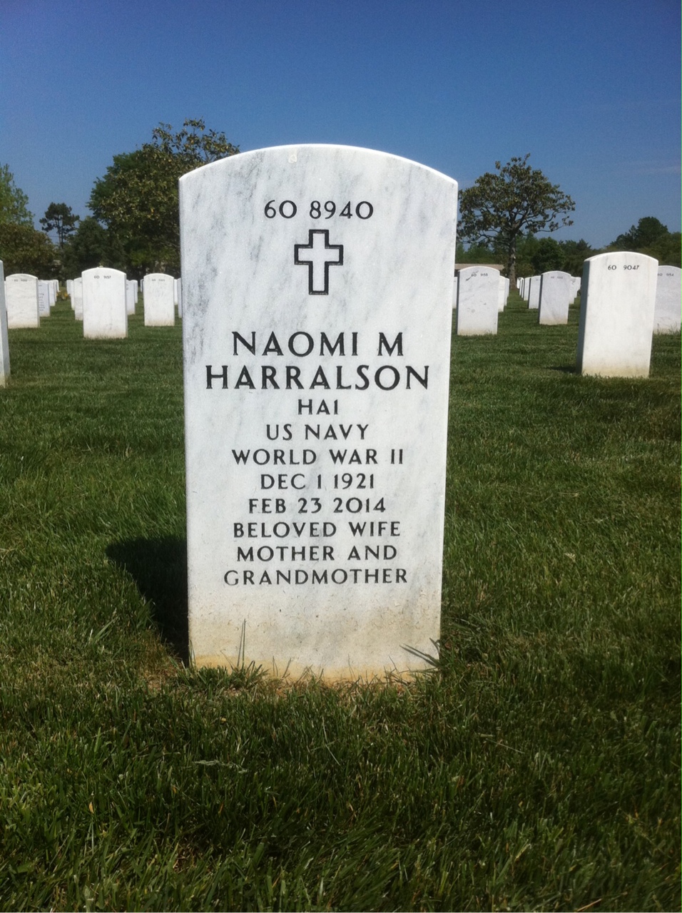 Back of headstone — Richard Harralson