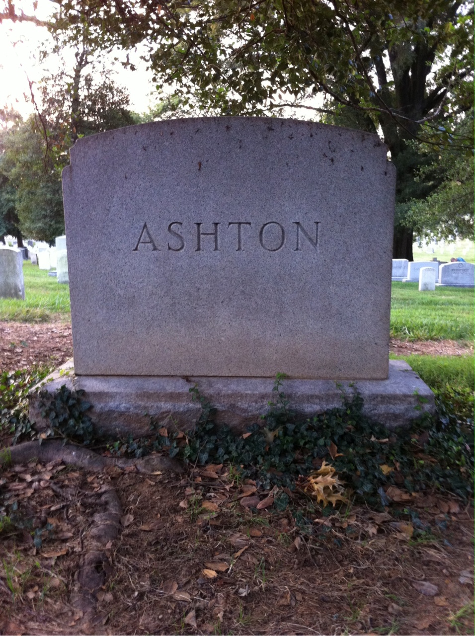 Back of headstone — Mary Ashton