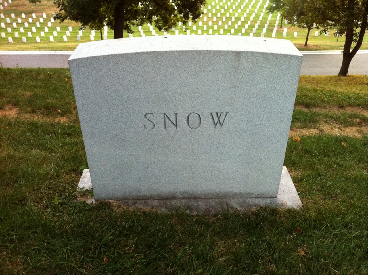 Back of headstone — Stanley Carman Snow