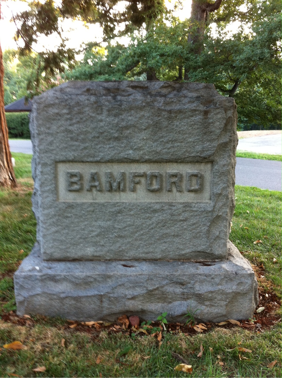 Back of headstone — Frank Bamford
