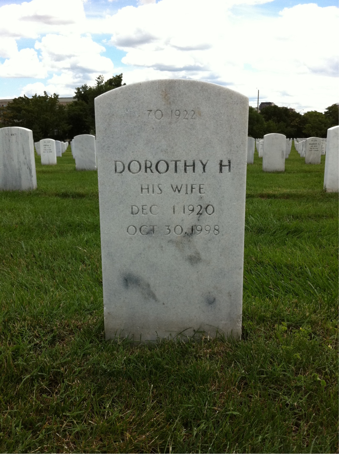 Back of headstone — Homer Moore