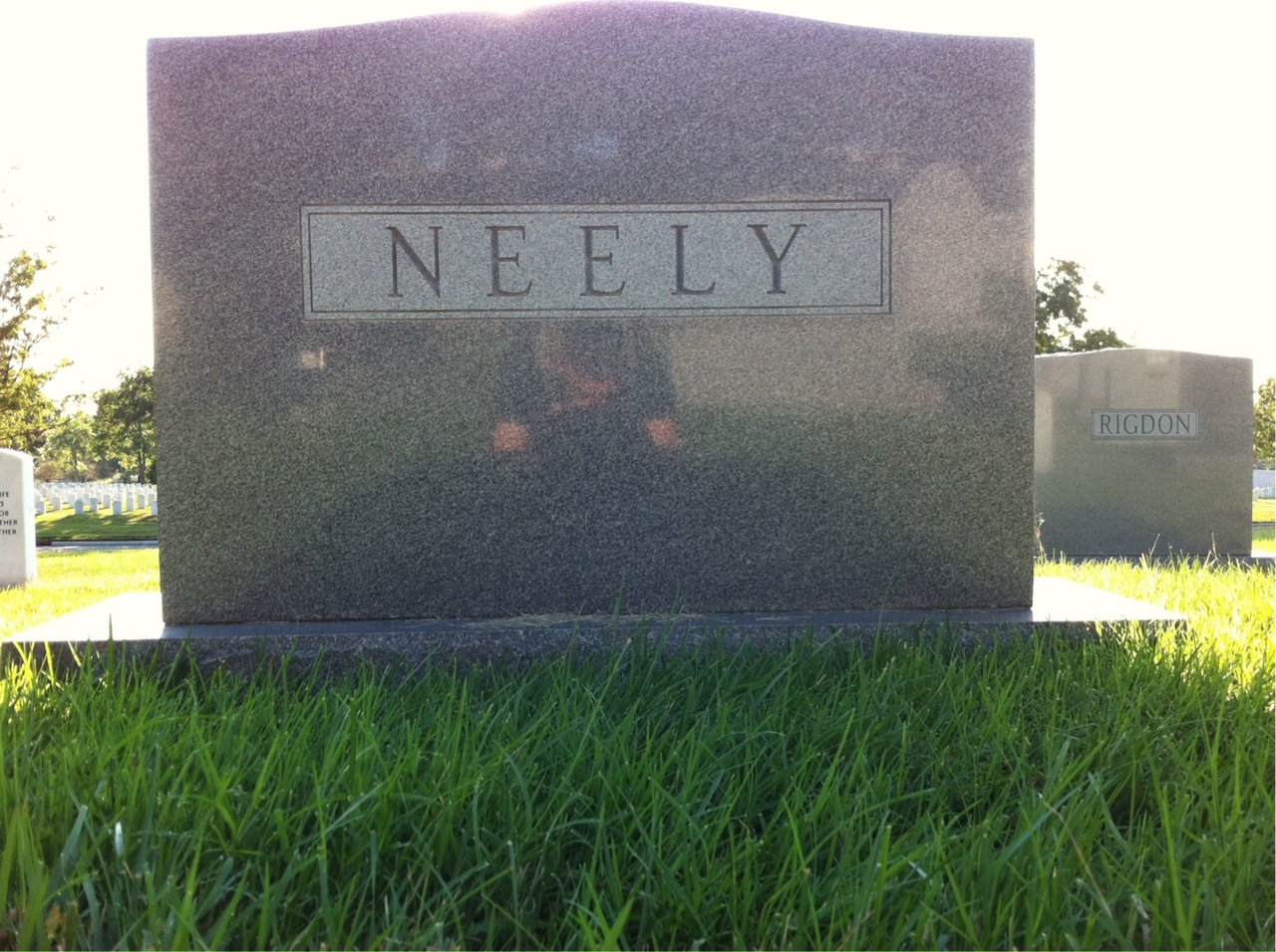 Back of headstone — Carroll Neely
