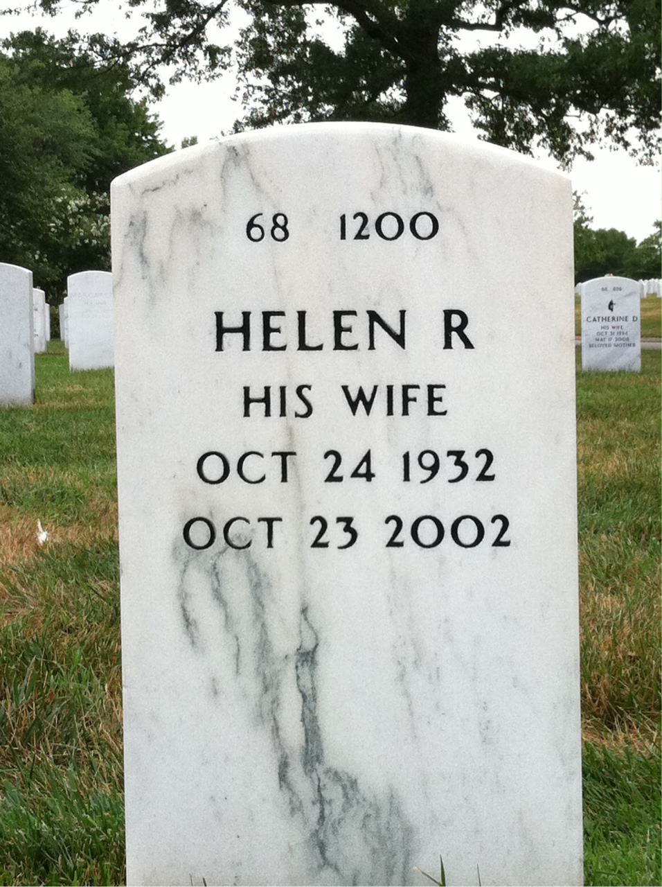 Back of headstone — Ronald Milton