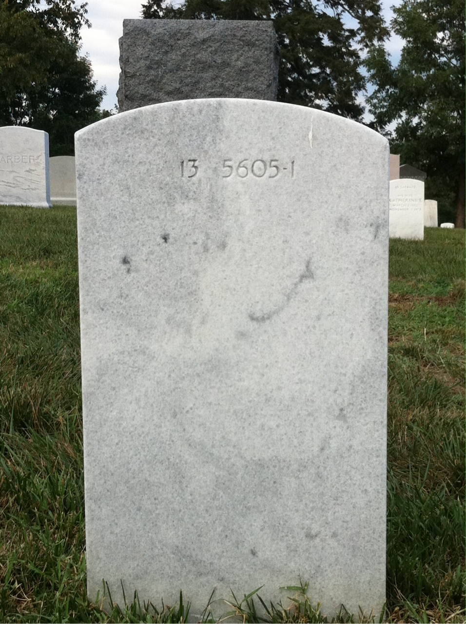 Back of headstone — Richard Corbin
