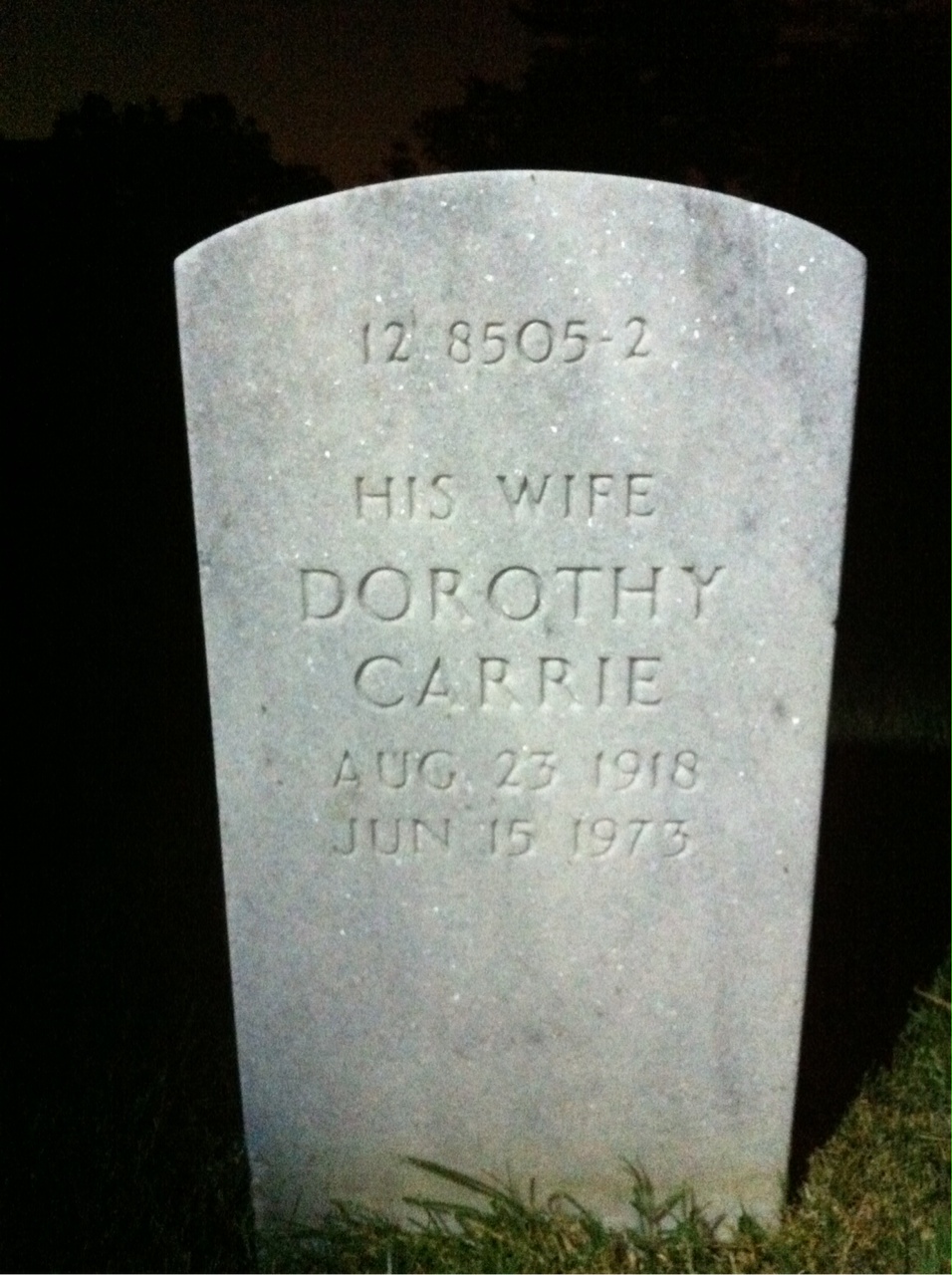 Back of headstone — Chester Andrasek