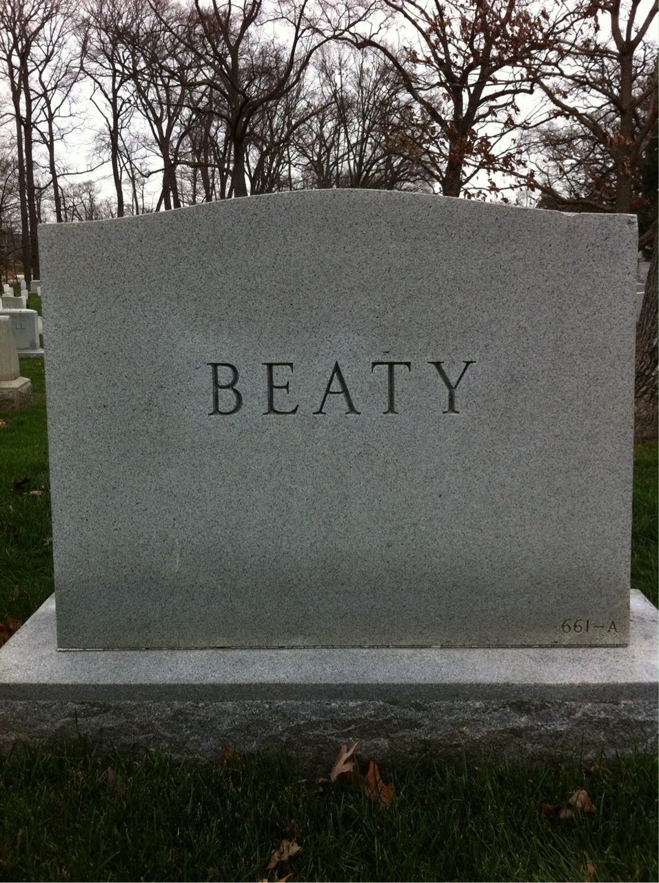 Back of headstone — Newell Beaty