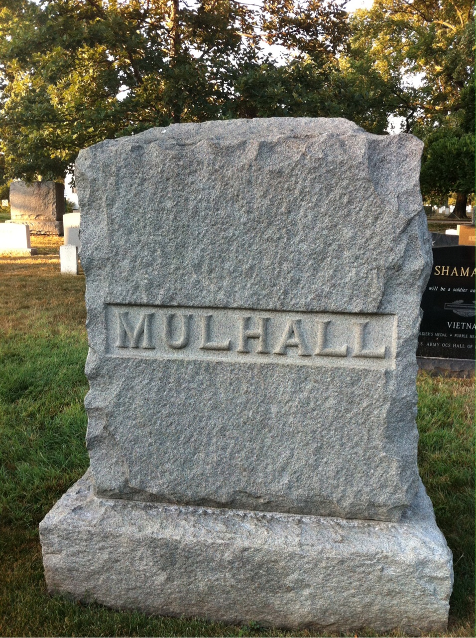 Back of headstone — Bertha Mulhall