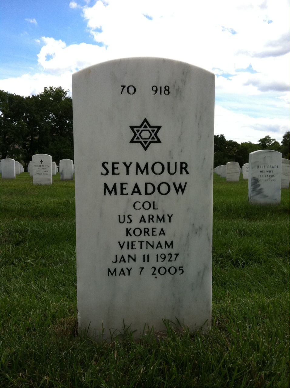 Back of headstone — Selma Meadow