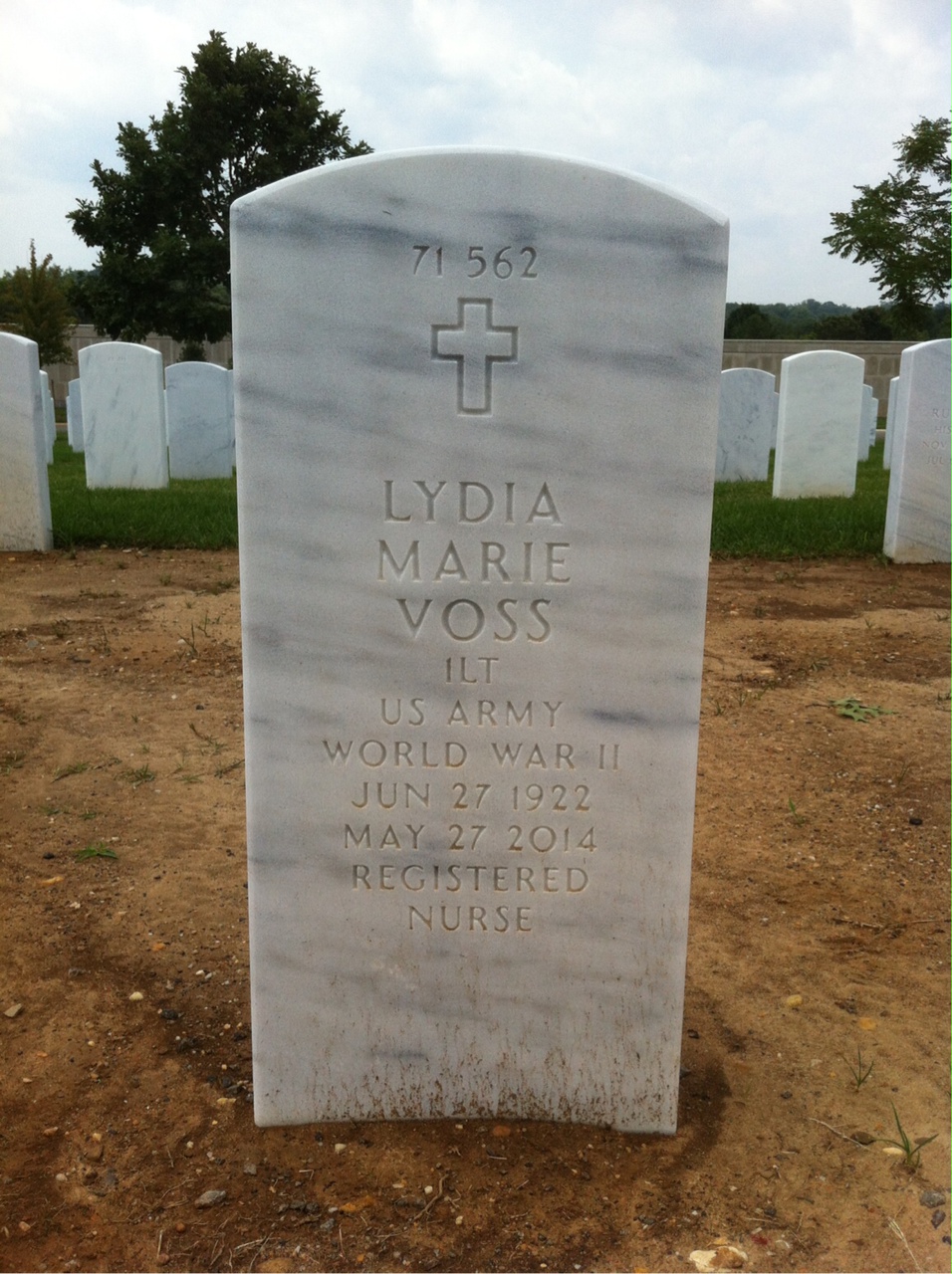 Back of headstone — John B Voss