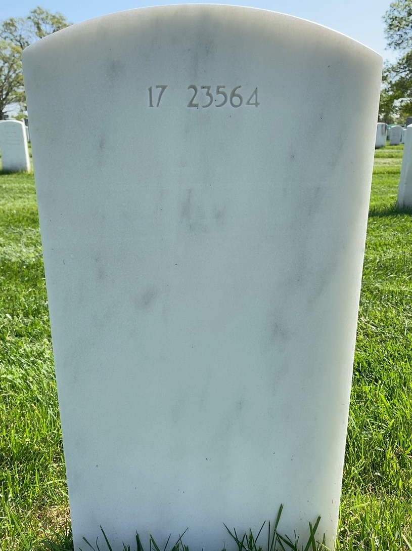 Back of headstone — Jefferson Adamson