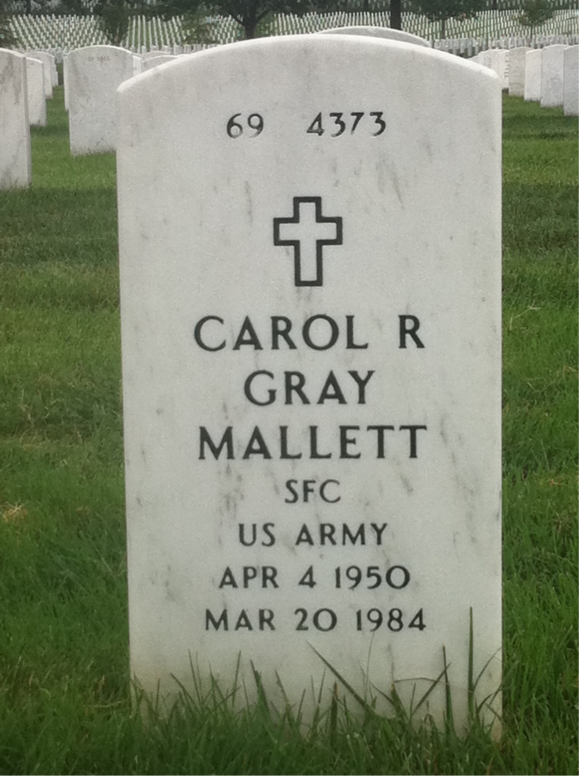Back of headstone — Carol Mallett