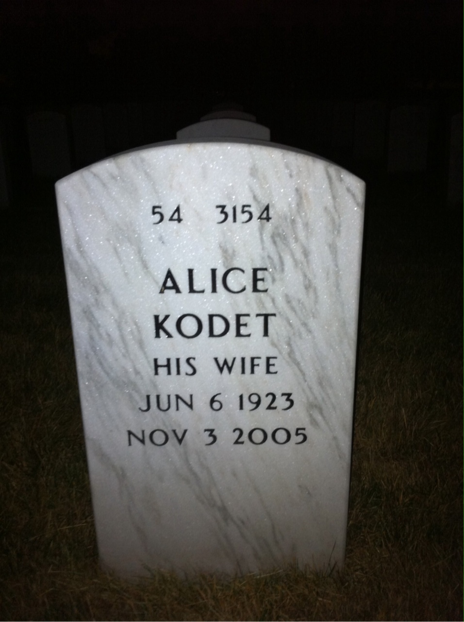 Back of headstone — Raymond Waldmann