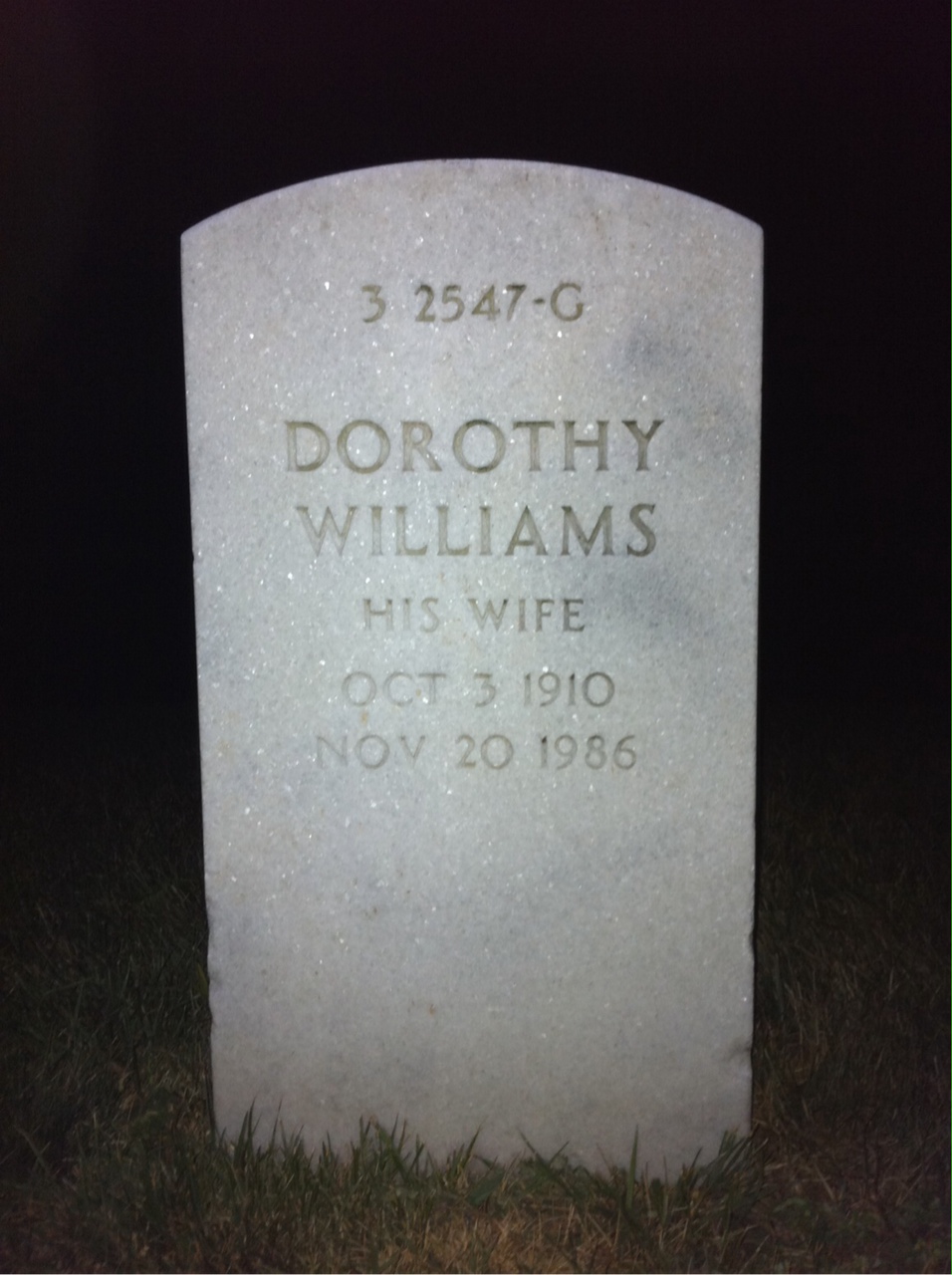 Back of headstone — Dorothy Mott