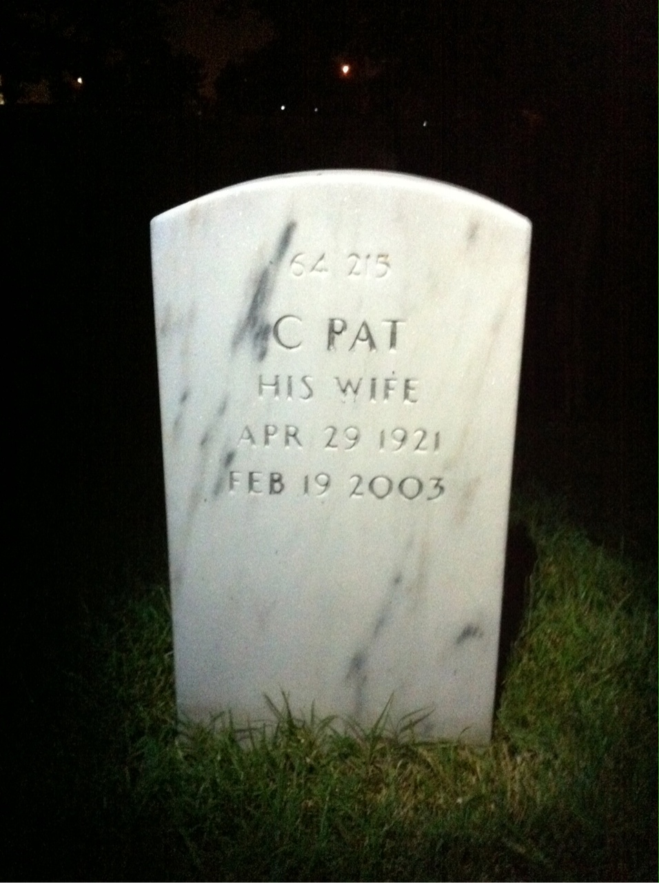 Back of headstone — John Moe