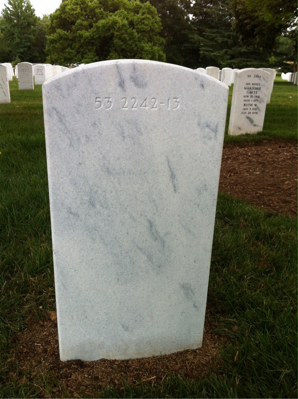 Back of headstone — Albert Myers