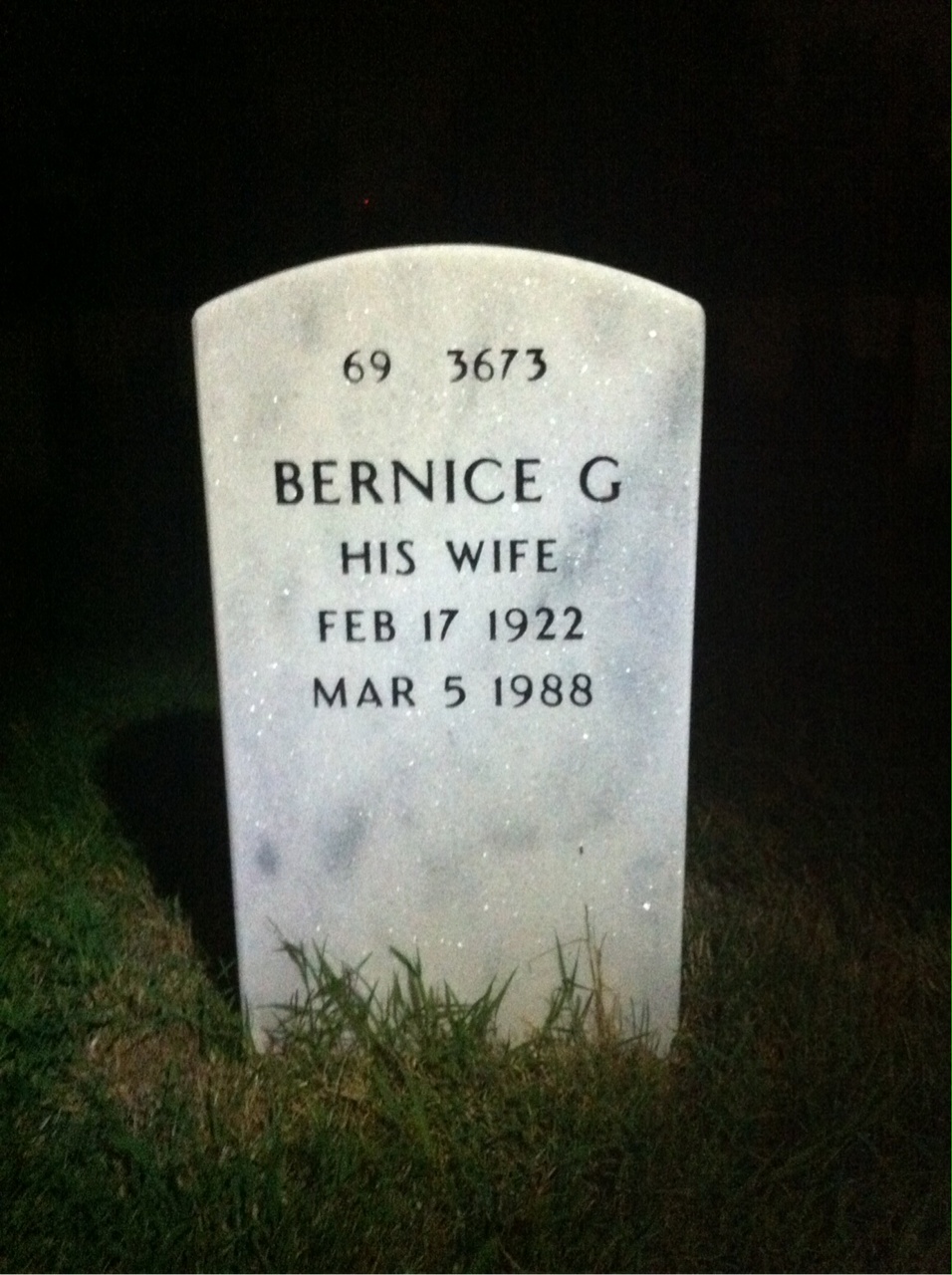 Back of headstone — Leslie Tripp
