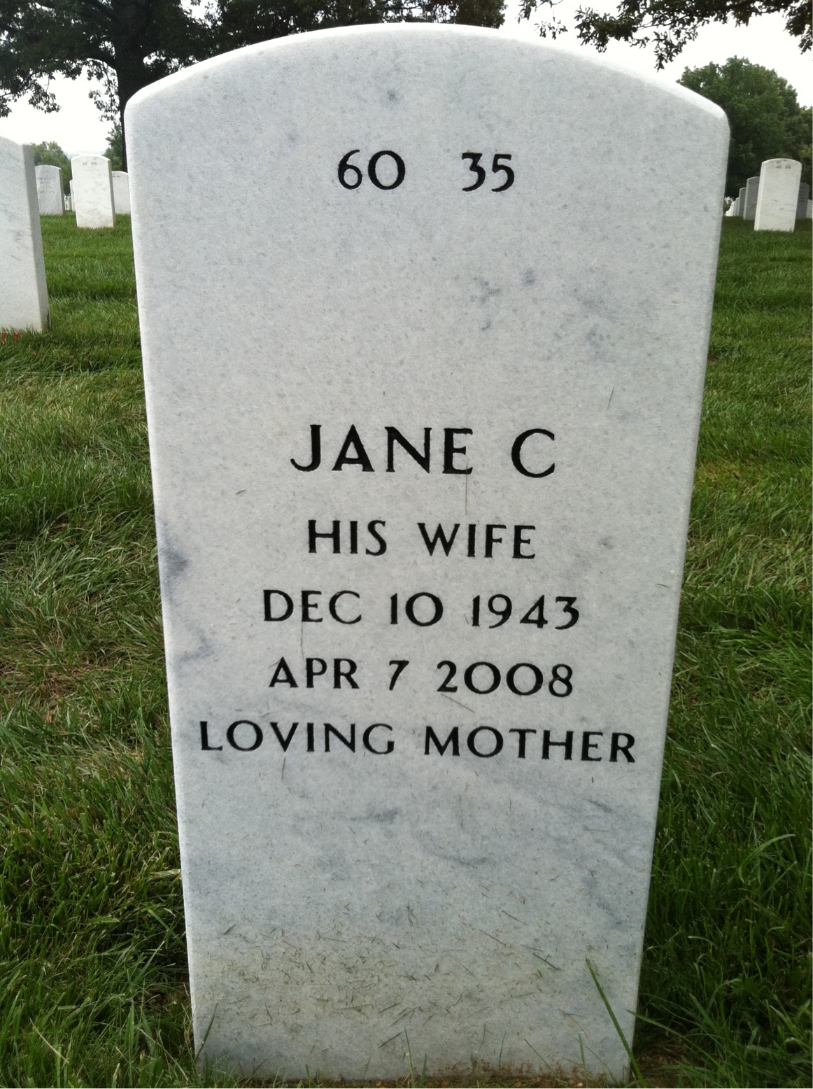 Back of headstone — Alexander Capers
