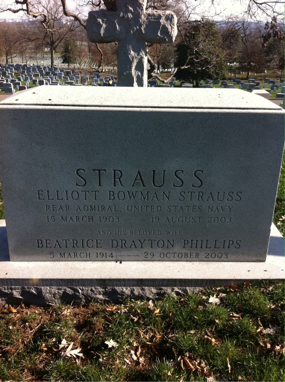 Back of headstone — Elliott Strauss