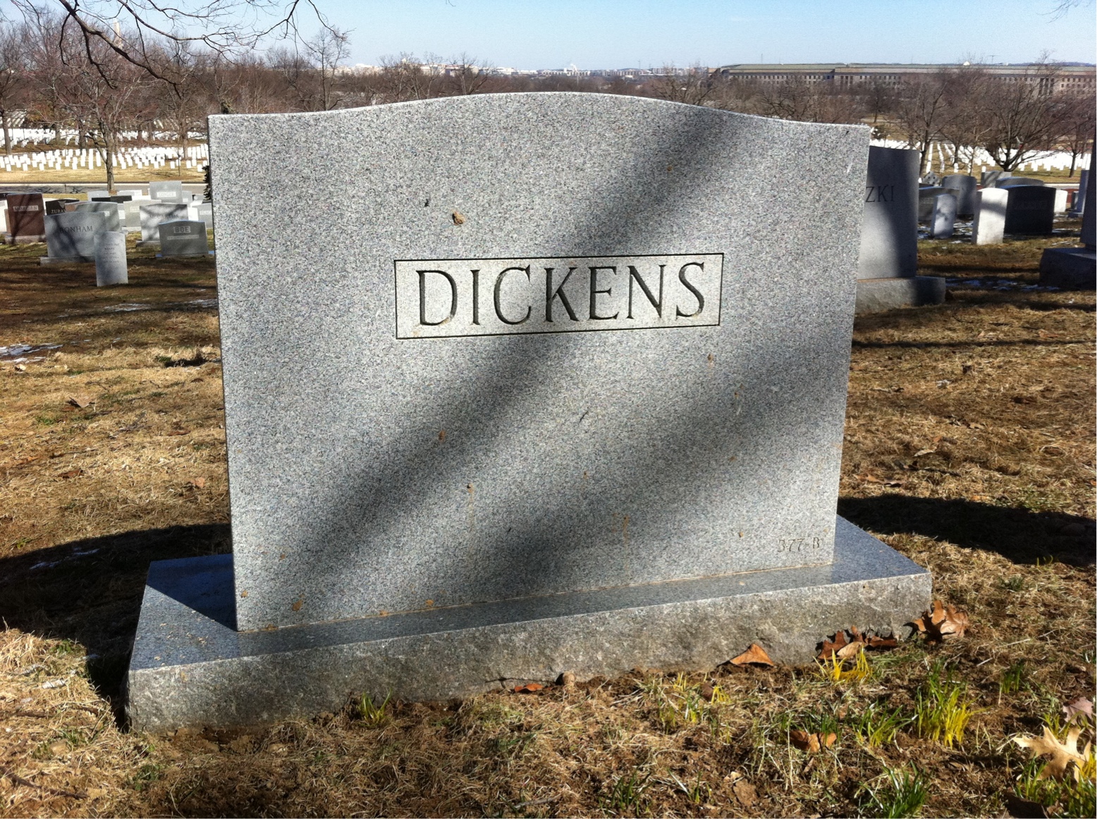 Back of headstone — Paul Dickens
