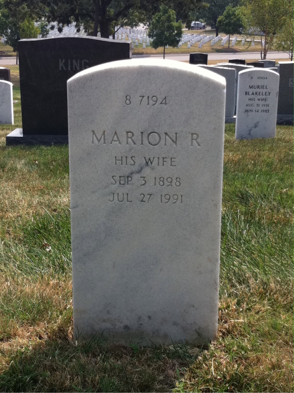 Back of headstone — Marion Montague