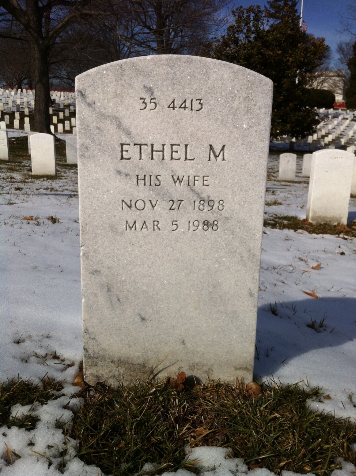 Back of headstone — Ethel Beebe