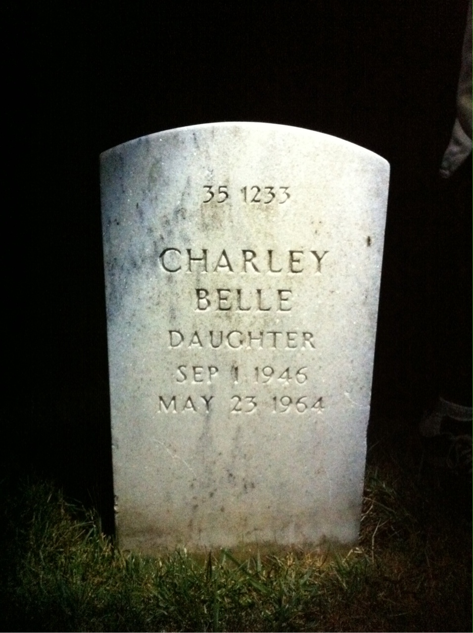 Back of headstone — Charlie Myers