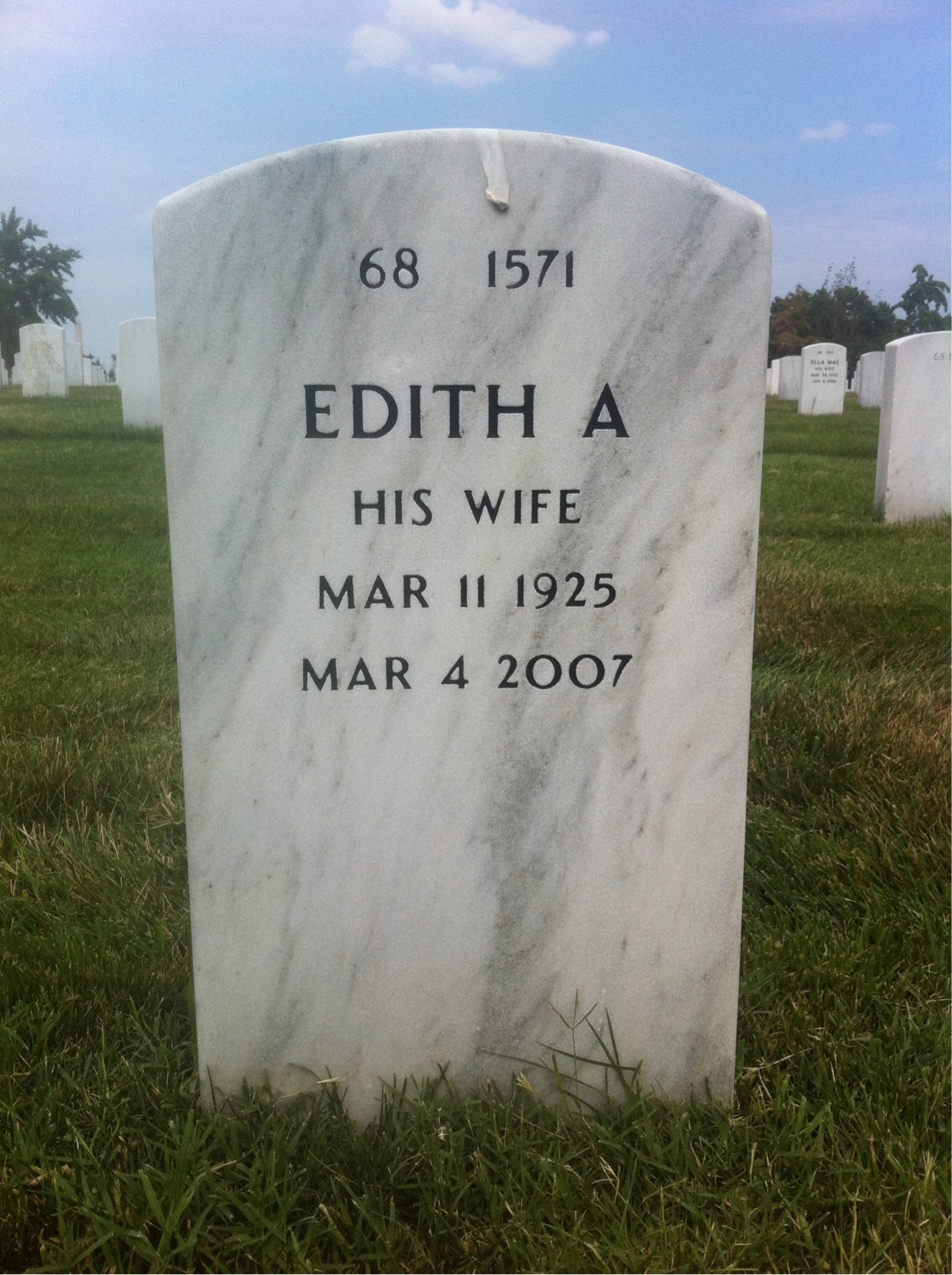 Back of headstone — Alfred Brant