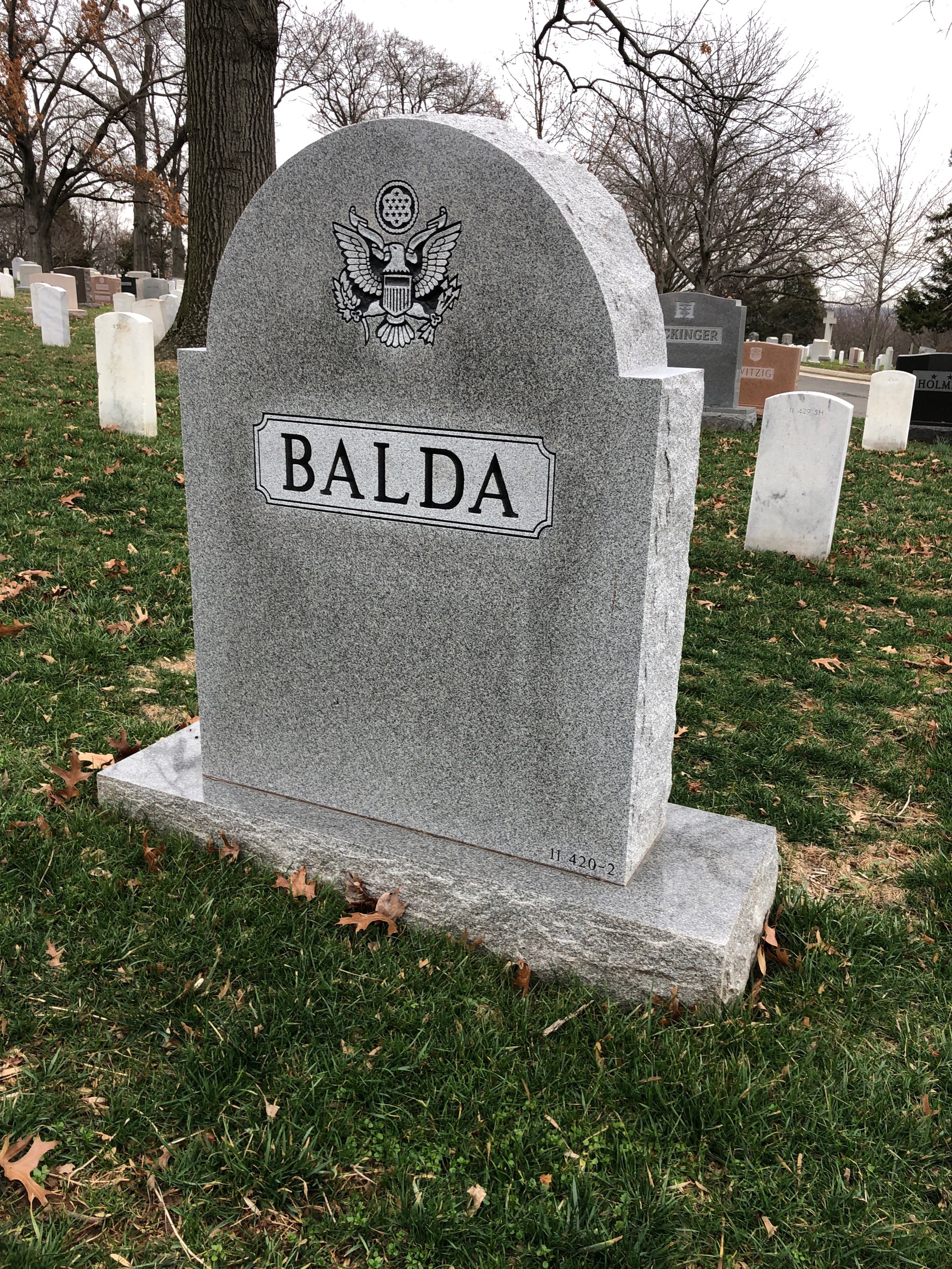 Back of headstone — Jerome Balda
