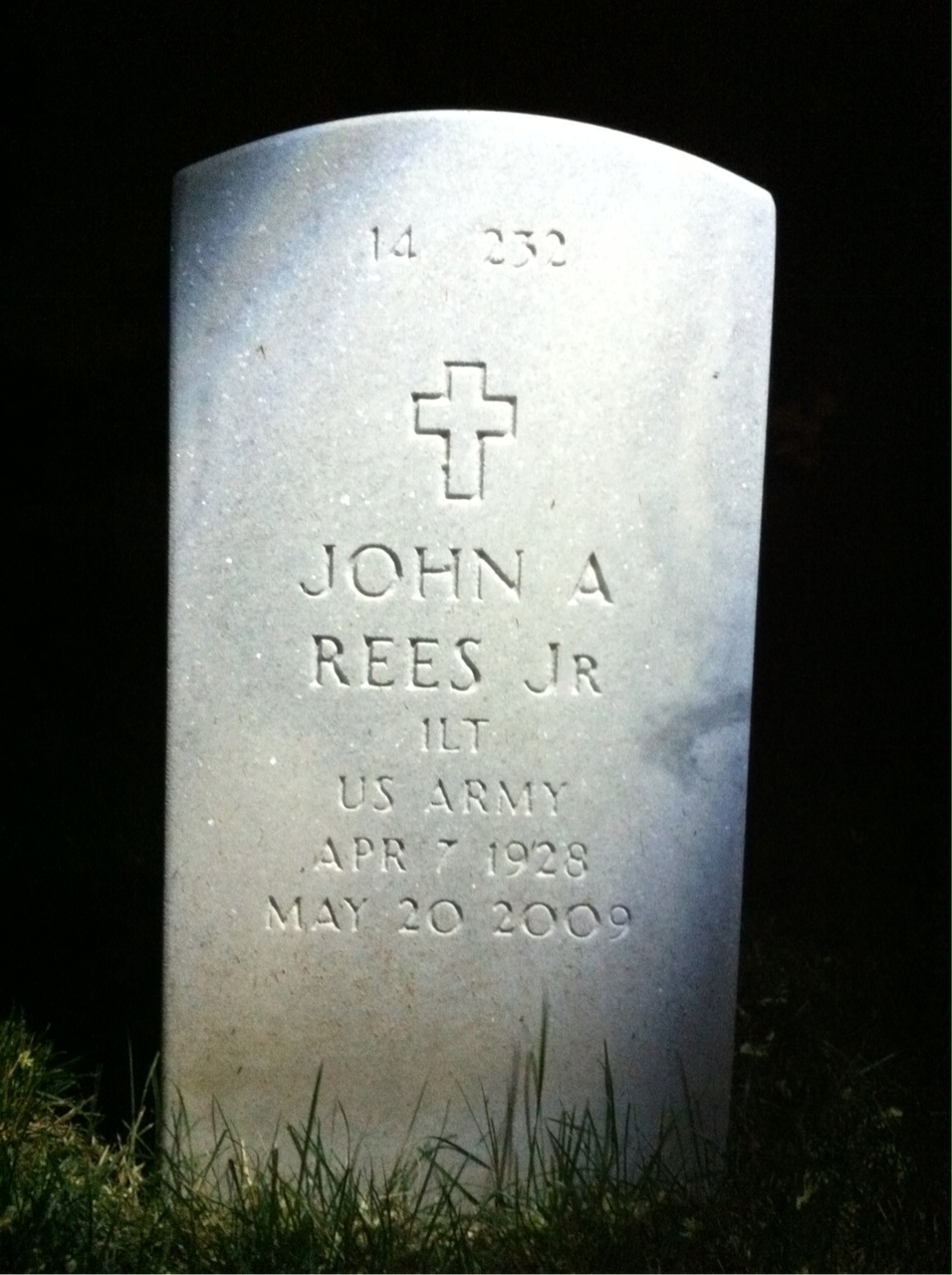 Back of headstone — John Rees