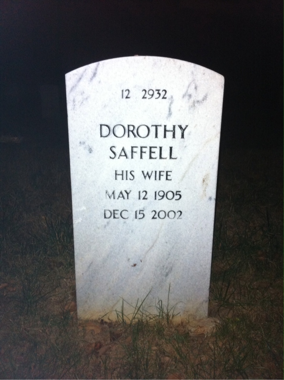 Back of headstone — Gex Arnold