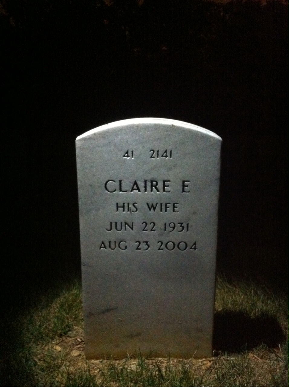 Back of headstone — Donald Hannan