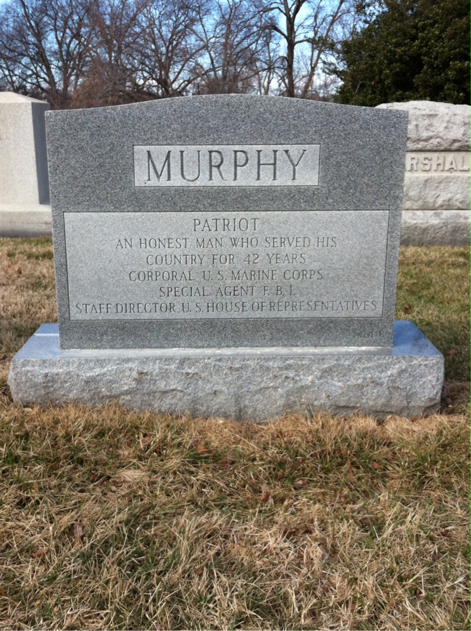 Back of headstone — Peter Murphy